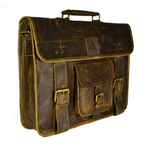 Bolso bandolera Vintage de cuero genuino indio para ordenador portátil para hombre y mujer, maletín para ordenador portátil de trabajo de negocios, bolso para ordenador portátil de oficina - Product Image 6