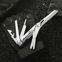 Couteau de poche pliable multifonctionnel EDC en acier 5Cr13 avec manche en aluminium, outil d'extérieur avec tournevis, brise-vitre, ciseaux, scie