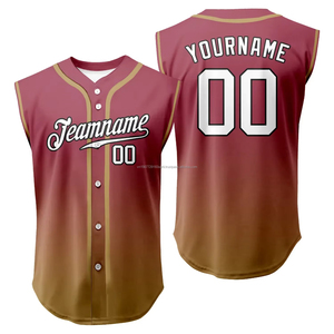 Custom Ombre Baseball Jersey Training Sweatshirt Unisex Sleeveless Full Button Vest Hip Hop Activewear Printed Sportswear - Product Image 3