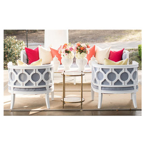 โซฟาไม้สไตล์ชนบทแบบคลาสสิกสำหรับงานอีเว้นท์ หุ้มเบาะสีขาว สำหรับเช่าจัดงานปาร์ตี้ - Product Image 6