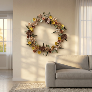 Corona Floral Metálica Rústica Hecha a Mano, Redonda, Decorativa, sin Luces, Paquete Individual - Product Image 6