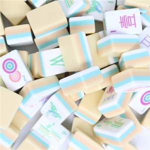 Tuiles de Mahjong Américain – Ensemble de 160 pièces, 32 mm, 4 couches, en acrylique rose et vert, gravées, motif paysage oriental de luxe, pour divertissement et <span class=keywords><strong>poker</strong></span> - Product Image 2