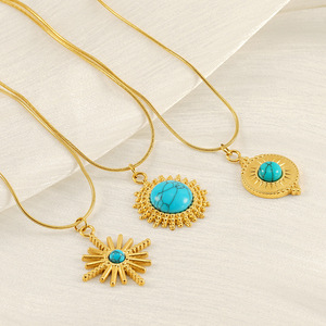ZOGXIN Vintage Turquoise Pendant Necklace Gold Star Shape Snake Chain Women Fashion Jewelry Party Gift - Product Image 2