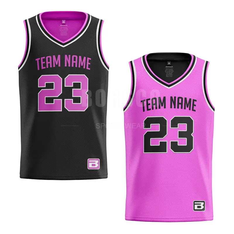 Design personalizzato traspirante Sport Wear rosa blu sublimazione reversibile basket maglia canottiera uniforme da basket