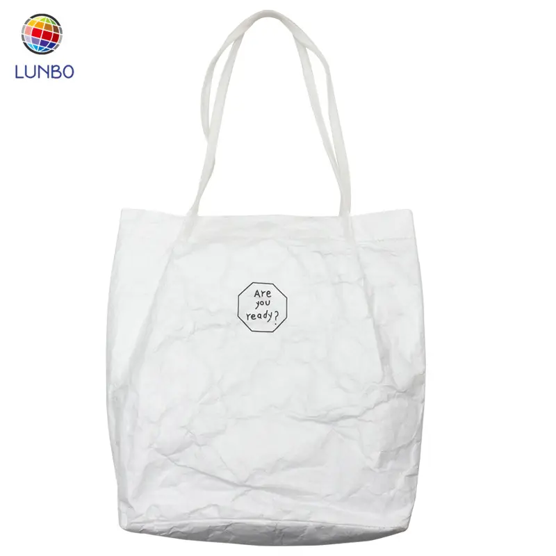 Tote Bag OEM Zipper Tyvek Dupont Paper Kraft Shopping Bag Tote With Leather Handle