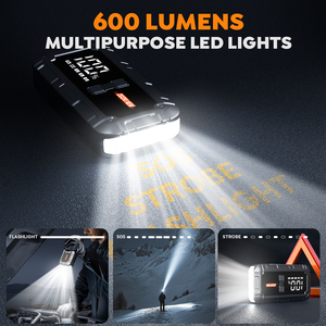 3200アンプカーバッテリージャンプスターターパワーバンクオートバイ用LEDライトエアポンプ付きリチウムバッテリー付き - Product Image 3