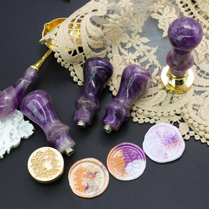 Timbro sigillo di cera cristallo personalizzato manico Vintage adesivo sigillo di cera timbri maniglia Set di sigilli timbro di cera - Product Image 2