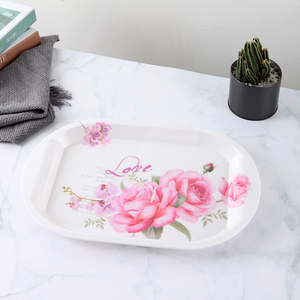 Ensemble de plateau de service avec poignée en <span class=keywords><strong>bambou</strong></span> japonais imprimé personnalisé avec motif de <span class=keywords><strong>fleur</strong></span> verte pour présentation des aliments café thé repas déjeuner pâtisserie - Product Image 3