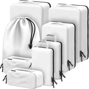 8個セットパッキングキューブトラベルバッグスーツケース服収納バッグトラベルラゲッジオーガナイザーと歯ブラシカップトラベルエッセンシャル