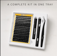 Kit d'extension de cils DIY pour débutants, usage domestique, 8-16mm, courbure C/CC, avec colle et dissolvant, cils segmentés effet wispy
