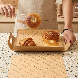Customize Design Eco-friendly <b>Waxed</b> Greaseproof PE Coating Recyclable Sandwich Bread Wrap Bread Sandwich <b>Paper</b> Packaging - Product Image 6
