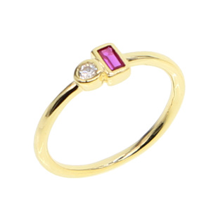 Khuyến mãi cho phụ nữ của hợp thời trang mạ vàng Tiny ban nhạc Nhẫn Stackable <span class=keywords><strong>Ruby</strong></span> CZ và màu tím trắng đá lát đồ trang sức làm bằng đồng thau - Product Image 5