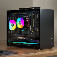 Boîtier d'ordinateur mini portable de bureau, boîtier PC transparent latéral, prend en charge les cartes mères M-ATX ITX
