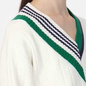 <span class=keywords><strong>Maglia</strong></span> a manica lunga nuovi vestiti autunnali da donna maglione <span class=keywords><strong>oversize</strong></span> bianco scollo a v - Product Image 5