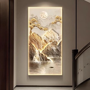 Decorazione per la casa soggiorno pittura creativa del paesaggio astratta di cristallo porcellana moderna pittura di <span class=keywords><strong>vetro</strong></span> con Led - Product Image 6