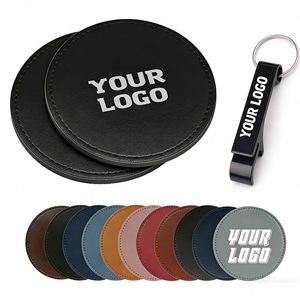 Wholesale Custom Debossed Printing Hot Stamping Logo Pu Leather Coaster for Hotel Restaurant Promo Business Gift Cup Mats - Product Image 1