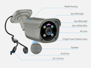 Thông minh ai máy ảnh 4K CCTV IP Camera 8MP an ninh PoE IP Camera với hai cách âm thanh đầy đủ màu sắc tầm nhìn ban đêm phát hiện khuôn mặt - Product Image 2