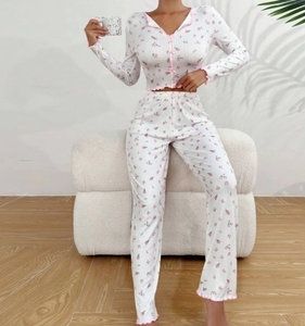 Conjunto <span class=keywords><strong>de</strong></span> Pijama <span class=keywords><strong>de</strong></span> Manga Larga Sfy-y1443, Estilo Ruso, con Borde Miro, 2 Piezas, Ropa <span class=keywords><strong>de</strong></span> Dormir Informal, Linda Ropa <span class=keywords><strong>de</strong></span> Mujer, Lencería Erótica - Product Image 1