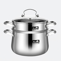 Ensemble de casseroles multifonctionnelles avec couvercle en verre, 20/22/24 cm, en acier inoxydable 3 plis, pour cuisson à la vapeur et mijotage sur induction