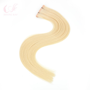 Russian Hair <strong>Invisible</strong> Hole <strong>Weft</strong> Extensions Ice White Highlight Remy Grade Machine Double <strong>Weft</strong> 100g/pack - Product Image 3