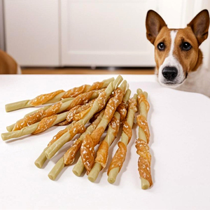 Pal's Delight Pet Food Treats 5 "Sin cuero crudo Twist envuelto con pollo Deliciosas golosinas dentales para perros Bocadillos saludables para carne de mascotas - Product Image 1