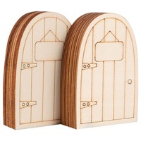 Porte de fée en bois, figurine décorative créative, bricolage, pièces en bois pour porte et fenêtre, non peintes, mini porte de maison de fée en bois, artisanat