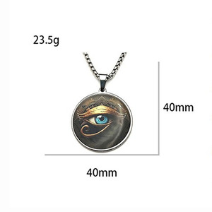 N57T Collier pour homme en acier inoxydable plaqué PVD, avec cabochon en verre motif Yeux <span class=keywords><strong>Mal</strong></span>éfiques et <span class=keywords><strong>film</strong></span> pressé, tendance, étanche, hypoallergénique, inaltérable - Product Image 6