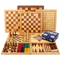 Ensemble de jeux 10-en-1 en bois contenant Échecs, Dames, Dames chinoises, Backgammon, Mancala, Tic-Tac-Toe, etc. Style moderne Marque FS