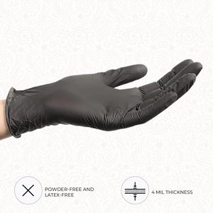 Gants en nitrile pur jetables bleus et noirs, sans poudre, résistants, sans latex, pour travaux extérieurs et examens, avec boîte de 100 pièces - Product Image 2