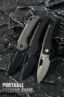 Couteau de poche pliant léger 107g en acier en poudre M390 de qualité supérieure, lame Drop Point, manche en alliage de titane antidérapant, motif CNC Frag