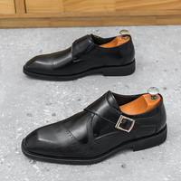Herren Monkstrap-Schuhe mit Schnalle, Farbverlauf aus Gebürstetem PU-Obermaterial, Gummisohle, Formelle Business-Schuhe für den Alltag