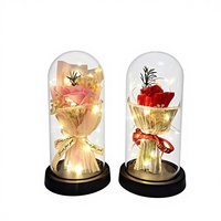 Bouquet de savon sous cloche en verre avec fleurs éternelles, roses séchées, cadeau pour la fête des amoureux, la fête des enseignants, pour les filles - Style romantique