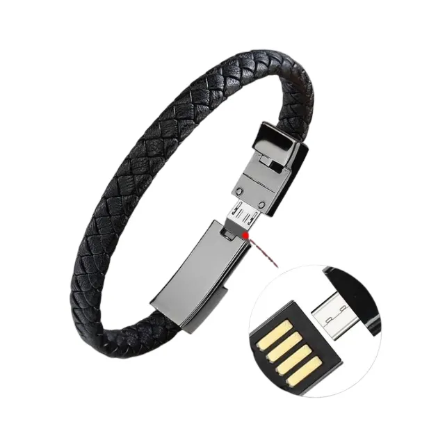 2023 twisted Leather Charging Cable USB Cuff Bracelet USB Cable for iphone USB Cable Charger Mobile Phone