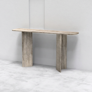Contemporary Luxury Travertine <b>Console</b> <b>Table</b> with Marble Top Modern Glass Design <b>for</b> Living Room <b>Entry</b> Villa Hotel & School - Product Image 1