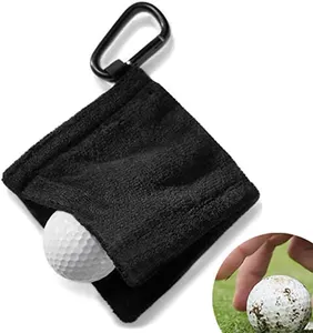 Acessórios De Golfe De Microfibra Personalizados Toalha De Limpeza De Bola De Golfe Com Clip Toalha De Limpeza De Bola De Golfe De Logotipo Personalizado