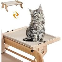 Hamac de fenêtre pour chat, étagère sans fil pour chat avec 4 pieds, cadre en bois et métal, lit moelleux pour le repos et le bain de soleil des chats d'intérieur