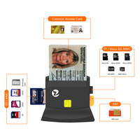 Lector de Tarjetas Inteligentes USB Todo en Uno ZOWEETEK de 4 Ranuras Compatible con Tarjetas EMV, CAC, ID, IC, SIM, SIS, ATM, Crédito, SD, TF, MMC