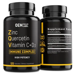 OEM zinco quercetina 500mg con vitamina C vitamina D3 bromelina supporto immunitario ad alta potenza zinco quercetine capsule