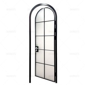 Style moderne personnalisé Rétro français Vieux portail en fer Porte incurvée en alliage d'aluminium Toilettes <span class=keywords><strong>Portes</strong></span> en verre arquées Art Porte en verre - Product Image 4