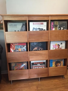 <span class=keywords><strong>Meuble</strong></span> de rangement rustique en bois pour disques vinyles, support de rangement Montessori pour vinyles et livres, étagère LP pour la maison - Product Image 3