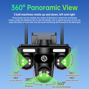 Bốn ống kính ba màn hình <span class=keywords><strong>camera</strong></span> an ninh 16MP 3ptz 360 độ giám sát không dây Wifi HD CCTV ngoài trời ip hệ thống - Product Image 4