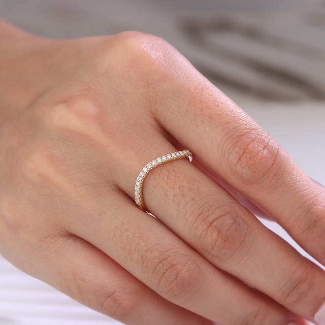 14K18K Gold 3/4 Band Ring Fashionable Simple Light Luxury Women's Ring Wedding Bands Eternity Ring Lab Diamond Lab Grown Diamond
