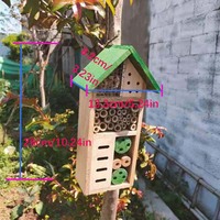 Hôtel à insectes en bois massif alvéolé, étanche, à suspendre en extérieur, pour jardin et pollinisation