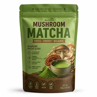 Poudre de Matcha aux Champignons Halal Casher Végétalienne, Formule Personnalisée, Emballage sur Mesure, Boisson Bien-être, Marque Privée OEM ODM