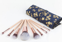 Ensemble de 8 pinceaux de maquillage professionnels en poils synthétiques doux Ms.miau, manche en bois beige, pour le visage, les yeux, le correcteur, le crayon à sourcils