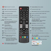 Control Remoto para Televisores LCD Inteligentes, Alcance de 10 m, Batería AAA, Plástico, Hecho en China, Éxito de Ventas en Comercio Electrónico