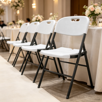 Chaise pliante en plastique robuste pour extérieur, jardin, patio, empilable, portable, gain de place, chaise de mariage