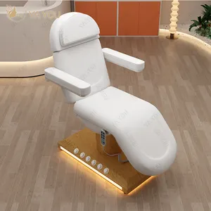 White Pu leather electric physiotherapy treatment bed five function electric hospital bed with light wood color base