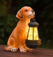 Lampe solaire artistique en résine, peinte à la main, pour extérieur, cour, animal réaliste, chien mignon, jardin, villa, pelouse, Noël