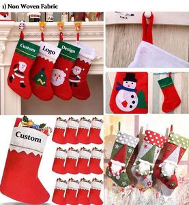 Non Woven Felt Velvet Hanging Decoration Candy <b>Gift</b> Bag Packing Sock Custom Christmas Stockings for Embroidery - Product Image 3